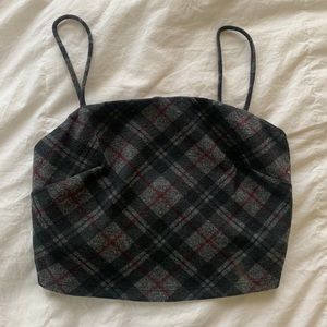 Plaid skinny strap crop top
